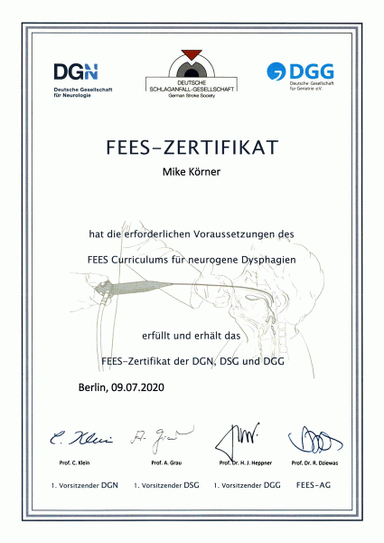 FEES-Zertifikat Mike Körner . Berlin 09.07.2020