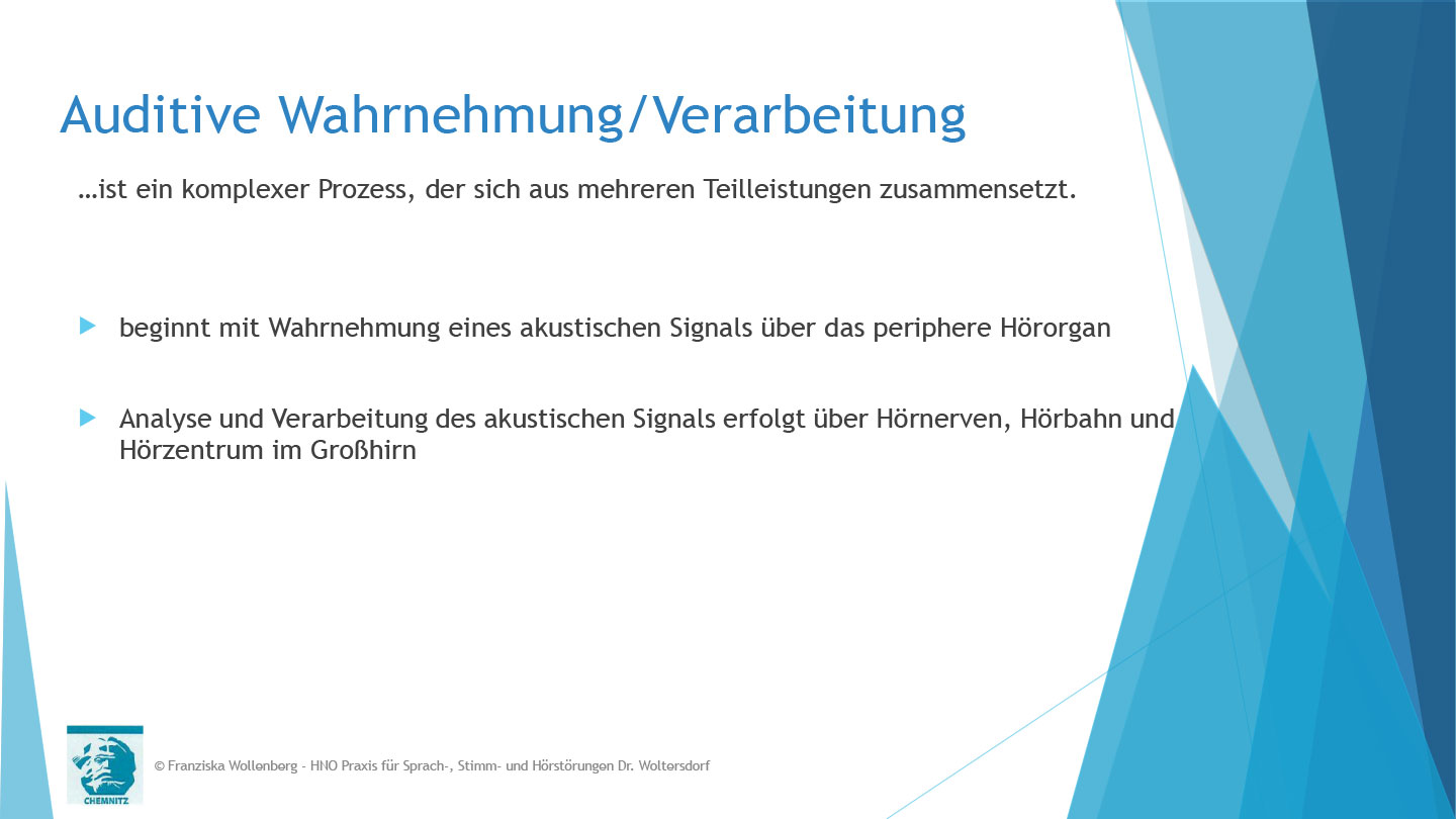 Das Hören . AVWS-Fachvortrag . Franziska Wollenberg