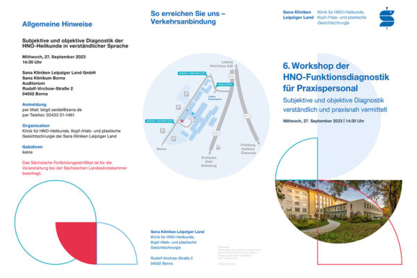 Sana Klinikum Borna: 6. Workshop der HNO-Funktionsdiagnostik für Praxispersonal (27.09.2023) (Flyer)