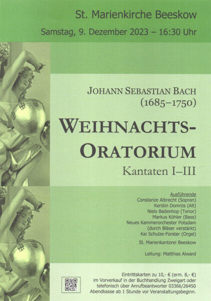 Johann Sebastian Bach "Weihnachtsoratorium": Beeskow, 09.10.2023 (Solosopranistin: Contanze Albrecht)