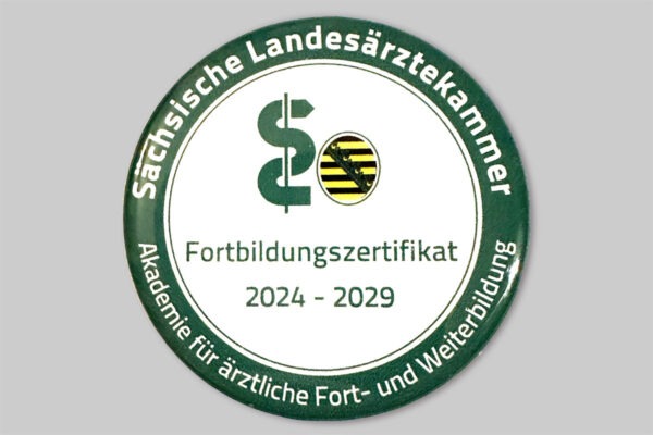 Dr. med. Wieland Woltersdorf erhält Fortbildungszertifikat der Sächsischen Landesärztekammer