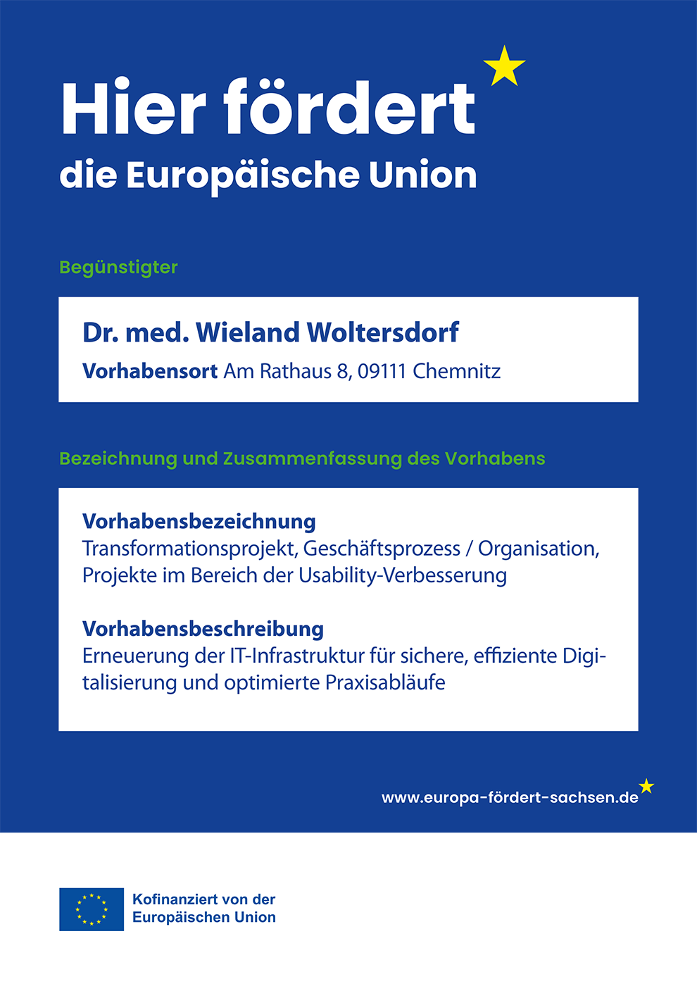 HNO-Praxis Chemnitz: EFRE-Förderung - kofinanziert von der Europäischen Union