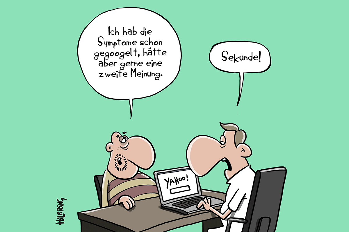 Zweite Meinung (Cartoon Oli Hilbring, Quelle: oli-hilbring.de)